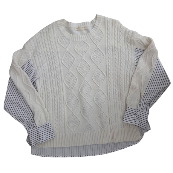 Women's White Cable Knit Sweater - Picture 1 of 6